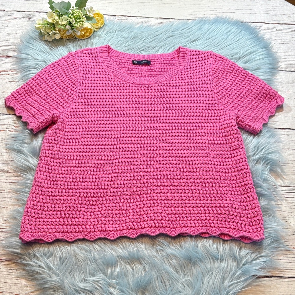 GAP Pink Knit Short Sleeve Sweater sz M